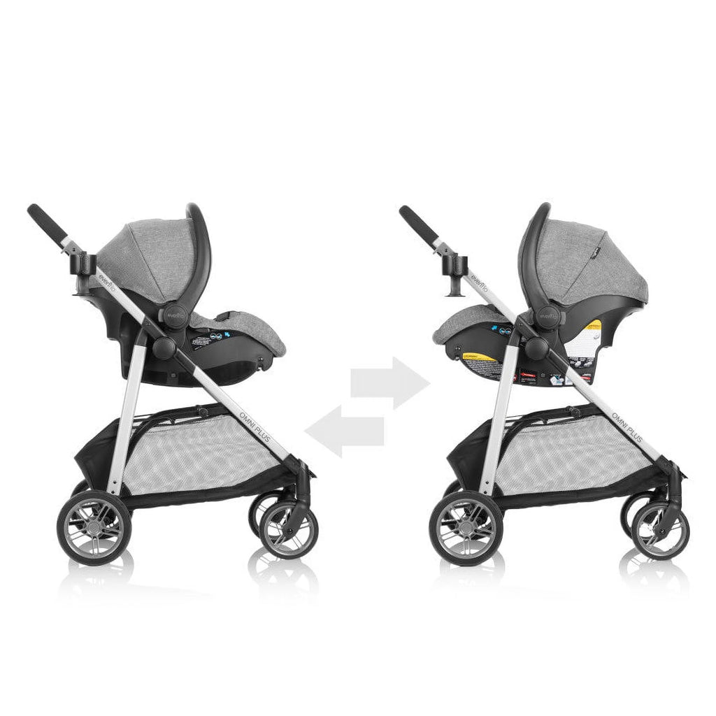 Evenflo Omni Plus Modular Travel System with LiteMax Sport Infant Car Seat, Mylar Gray, Unisex