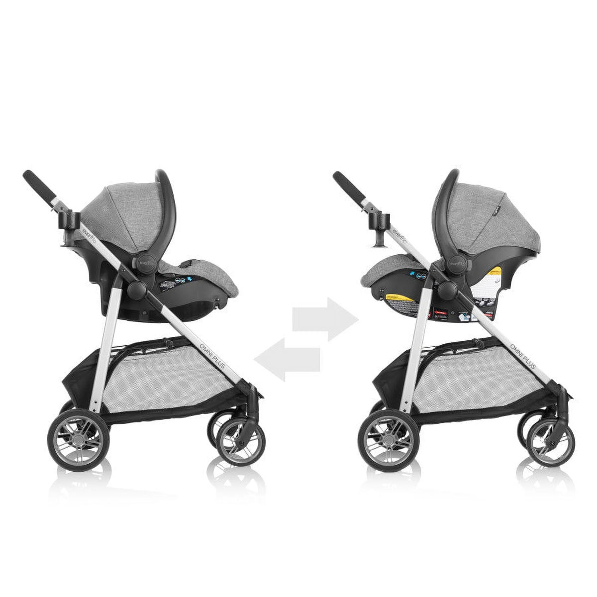 Evenflo Omni Plus Modular Travel System with LiteMax Sport Infant Car Seat, Mylar Gray, Unisex
