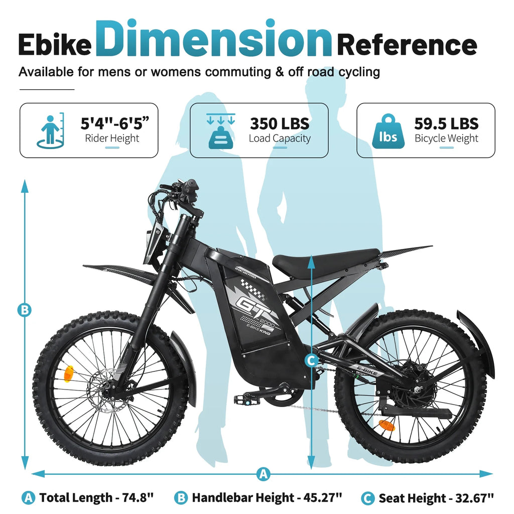 OUXI GT2000 Electric Dirt Bike for Adults, 3000W Peak Electric Motorcycle, 37MPH Electric Bike, 48V 30Ah Battery, 85+Miles Mountain Bike, 24" Fat Tire Ebike, Hydraulic Brakes, Full Suspension, UL2849