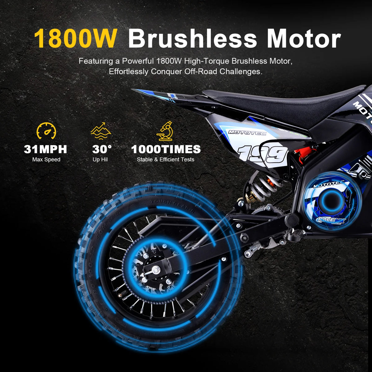 MotoTec 48v Pro Electric Dirt Bike 1800w Lithium Green