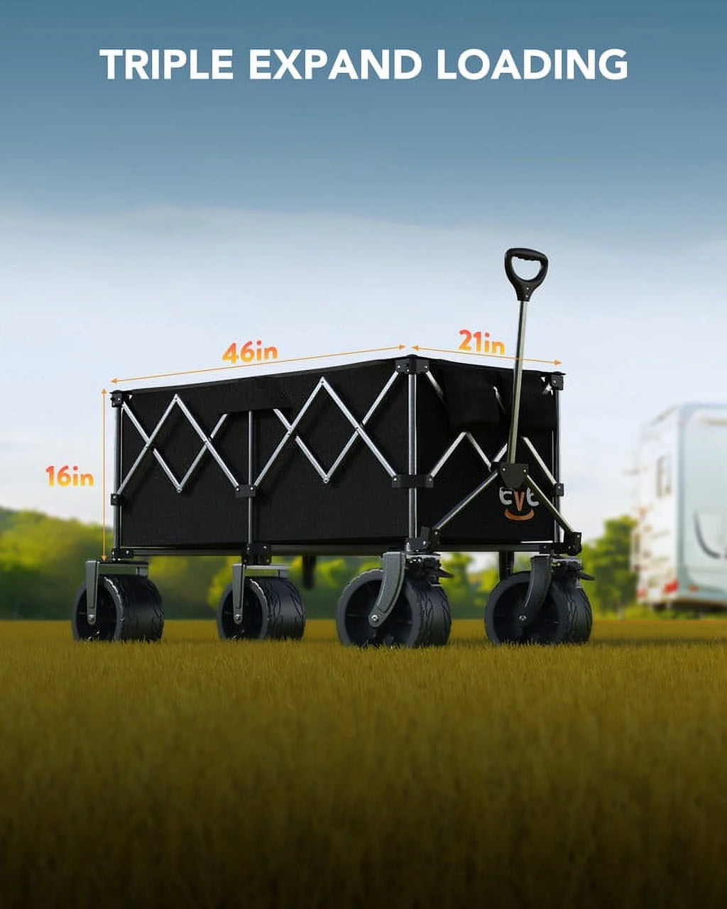 KEESTP Collapsible Wagon, 440LBS Heavy Duty Wagon Carts Foldable with Side Pocket and Brakes, 66 Gallon Large Capacity Foldable Wagon-gray