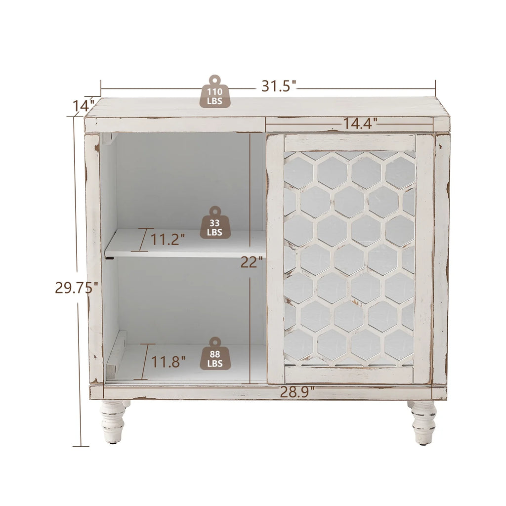 COSIEST Vintage Sideboard Cabinet, Farmhouse Buffet with Adjustable Shelf for Kitchen, Dining Room, Living Room