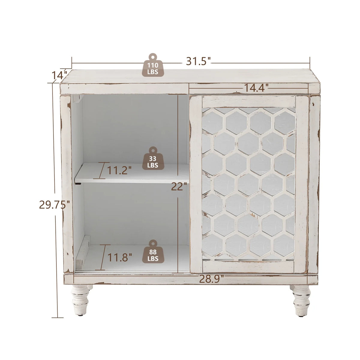 COSIEST Vintage Sideboard Cabinet, Farmhouse Buffet with Adjustable Shelf for Kitchen, Dining Room, Living Room