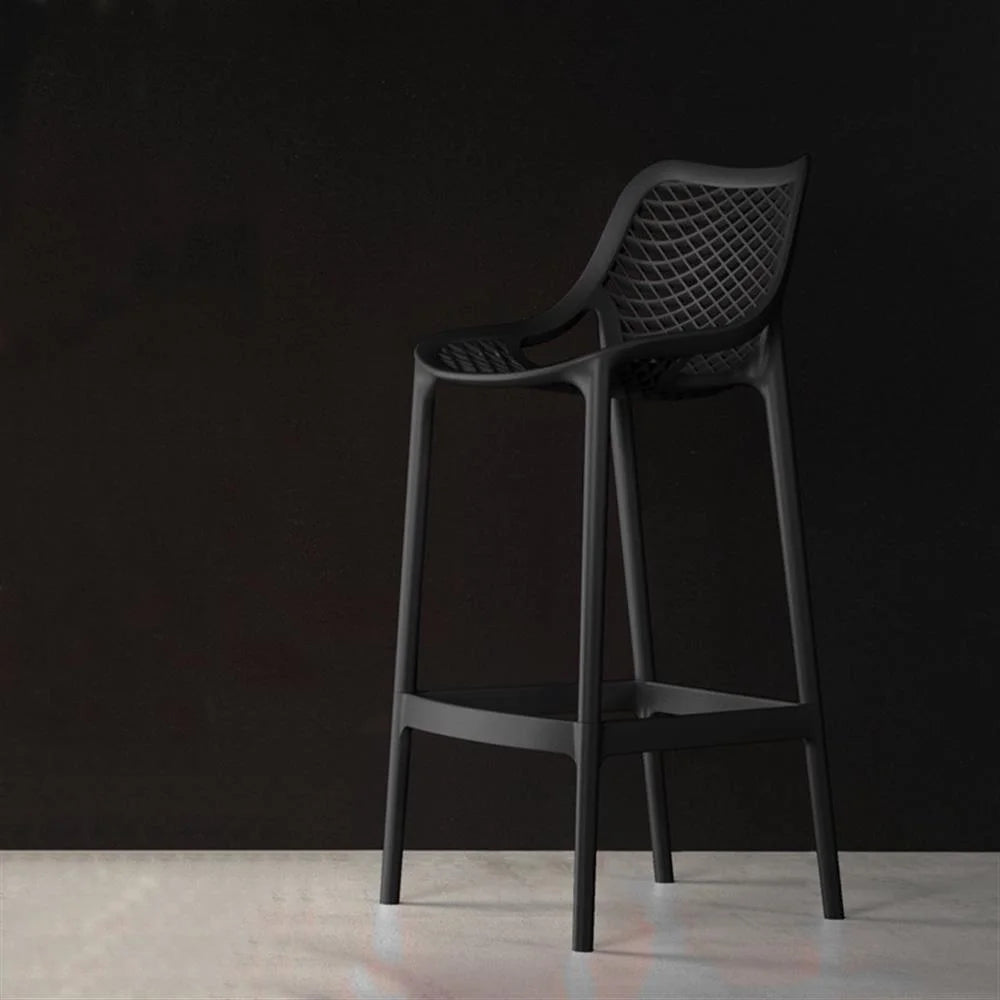 Home Square Polypropylene Patio Bar Stool in Taupe - Set of 2