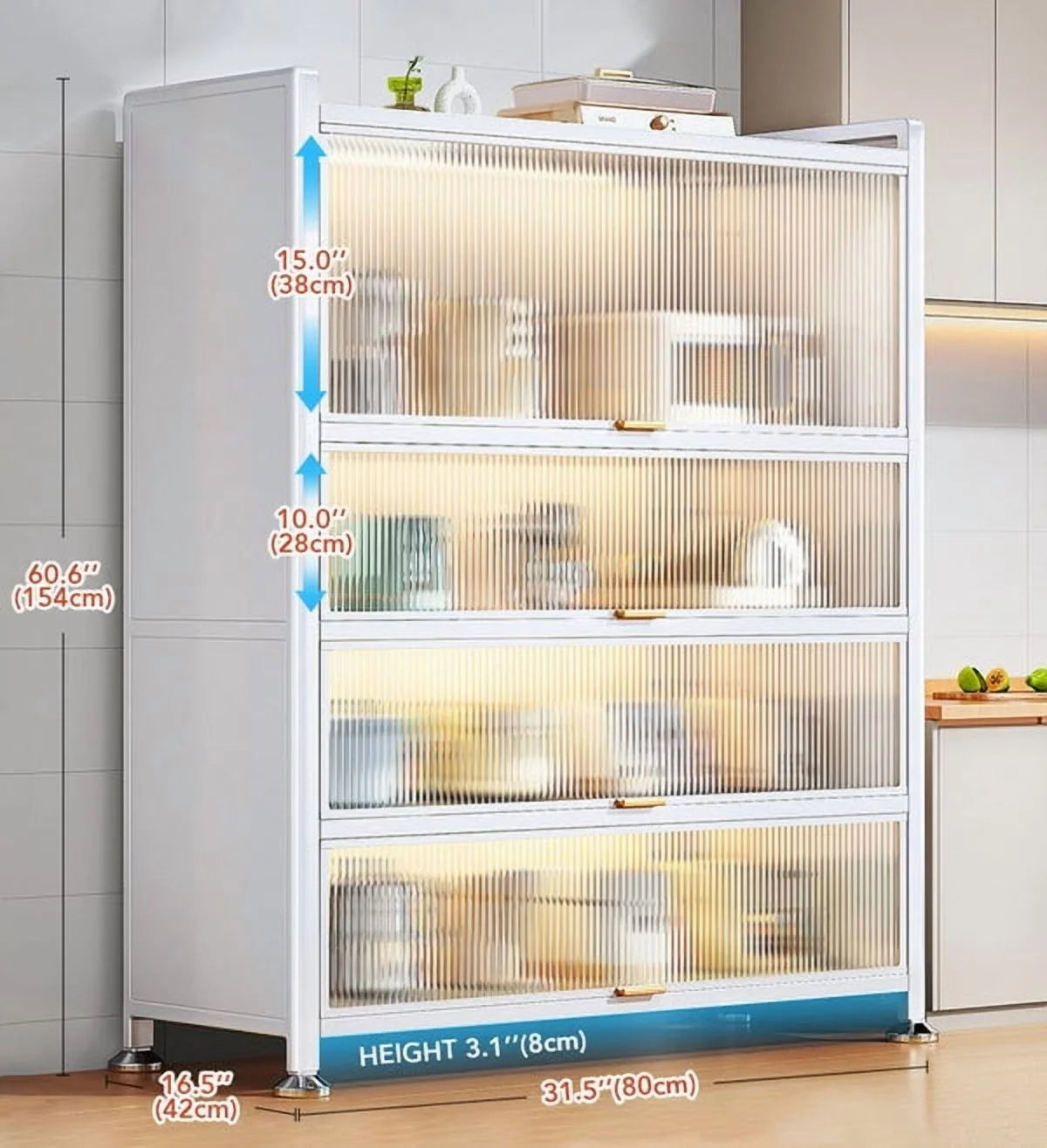 Joybos Upgraded Larger Heavy Metal Kitchen Storage Cabinet