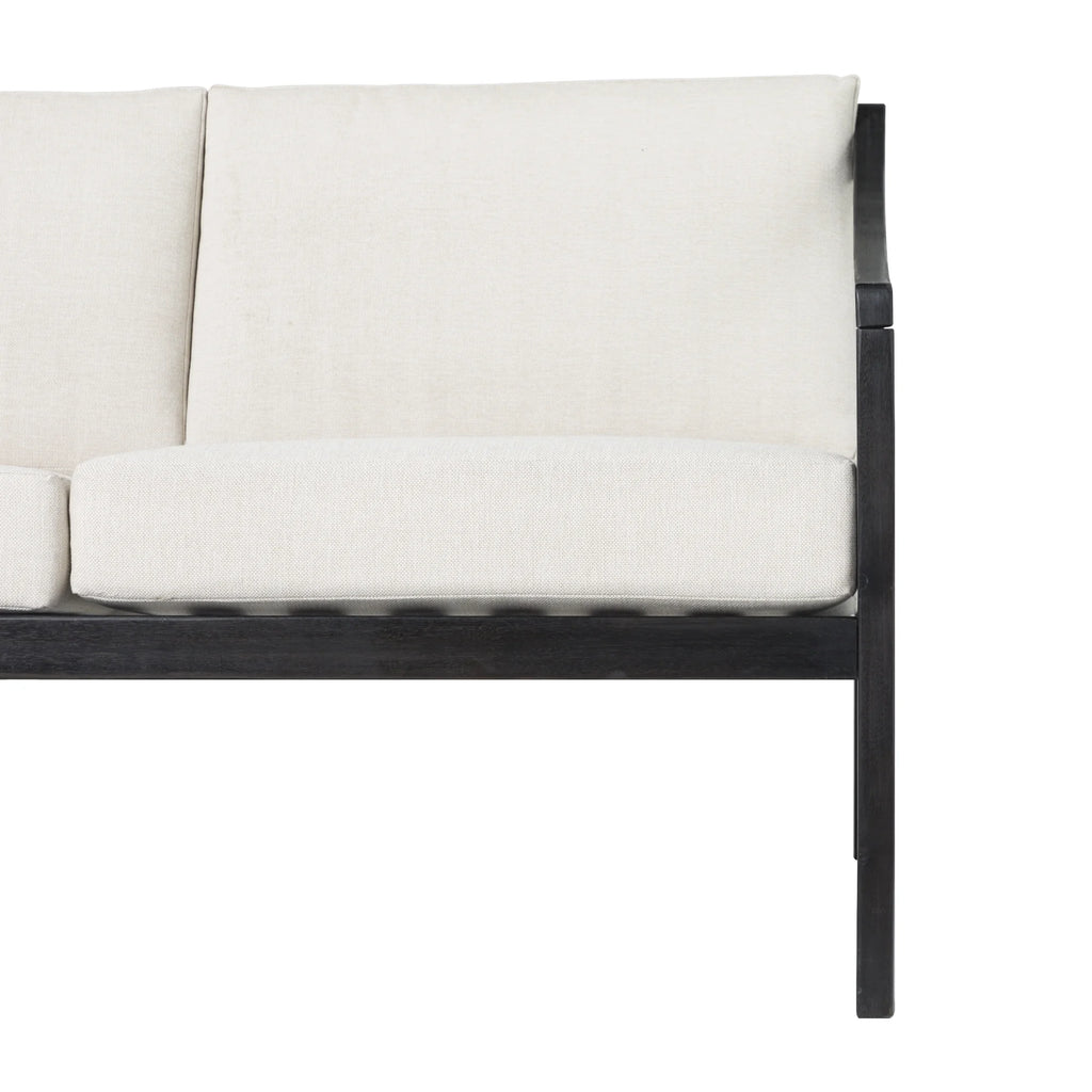 Walker Edison Modern Solid Wood Curved-Arm Outdoor Loveseat, Black