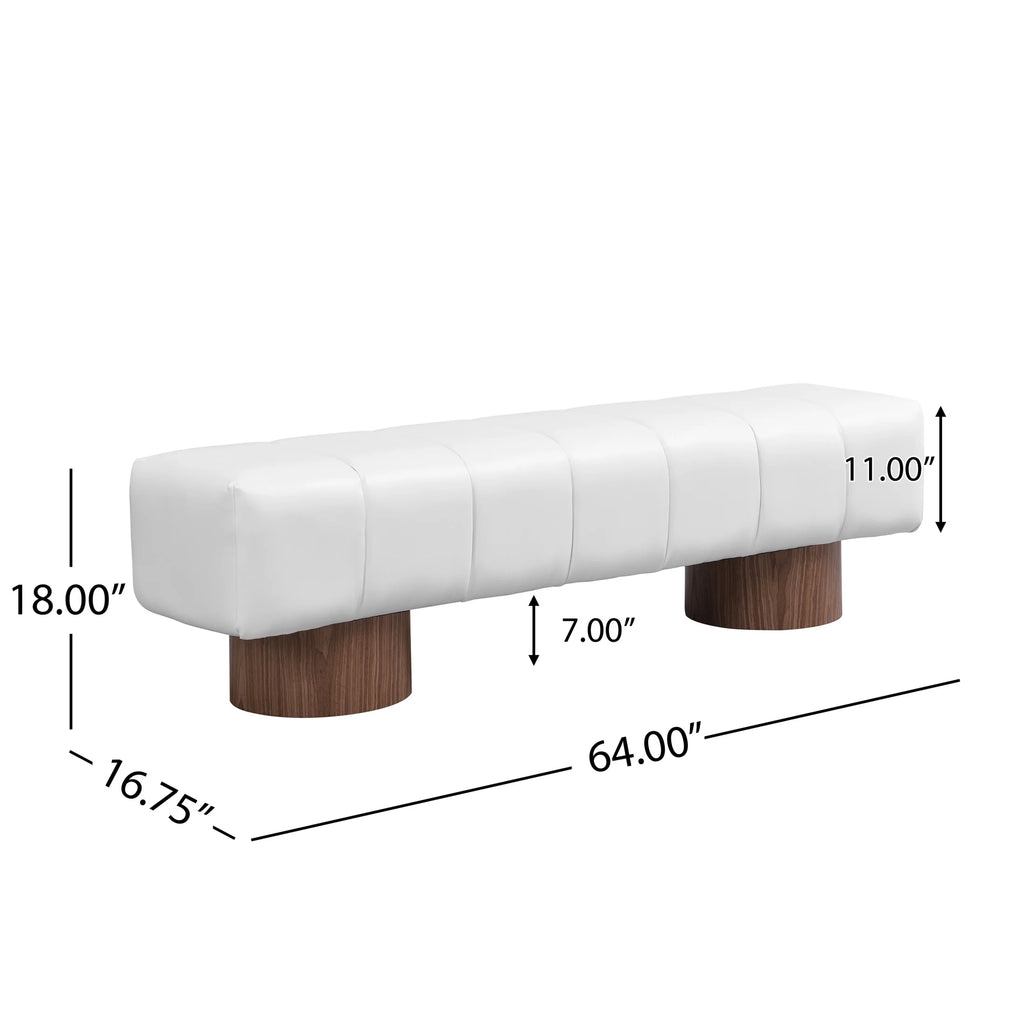 Christopher Knight Home Modern Mid-Century 64" Velvet Tufted Ottoman Bench, Faux Wood Legs, Light Gray