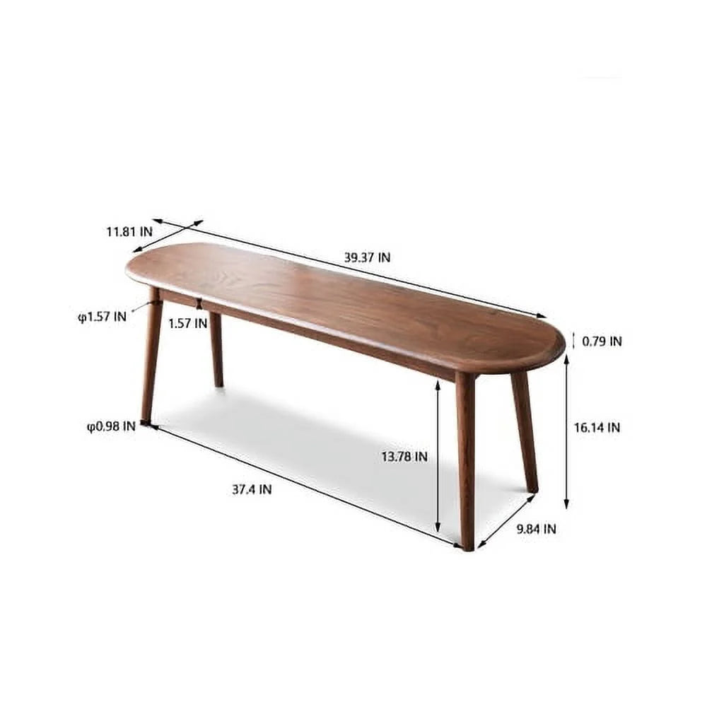 Dining Benches, Natural Oak Wood Bench, Entryway Bench Bed Bench for Kitchen, Dining Room, Living Room, Walnut