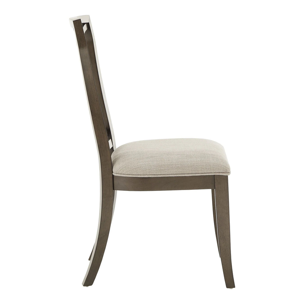 Weston Home Rococo Wood Upholstered Dining Chairs, Set of 2, Beige Fabric, Dark Walnut Finish, Side Chair