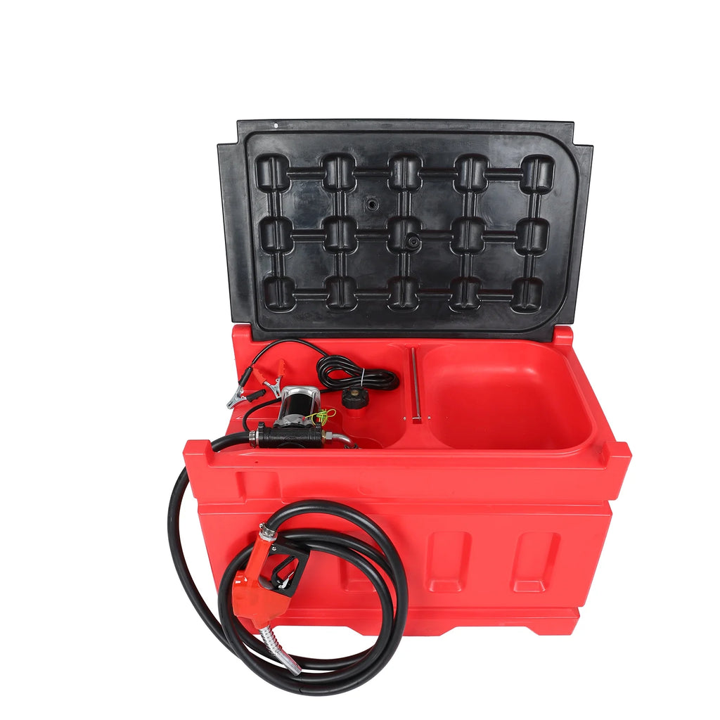 Portable 48 Gallon Fuel Tanks with 12V DC Gasoline Fuel Transfer Pump 15 GPM