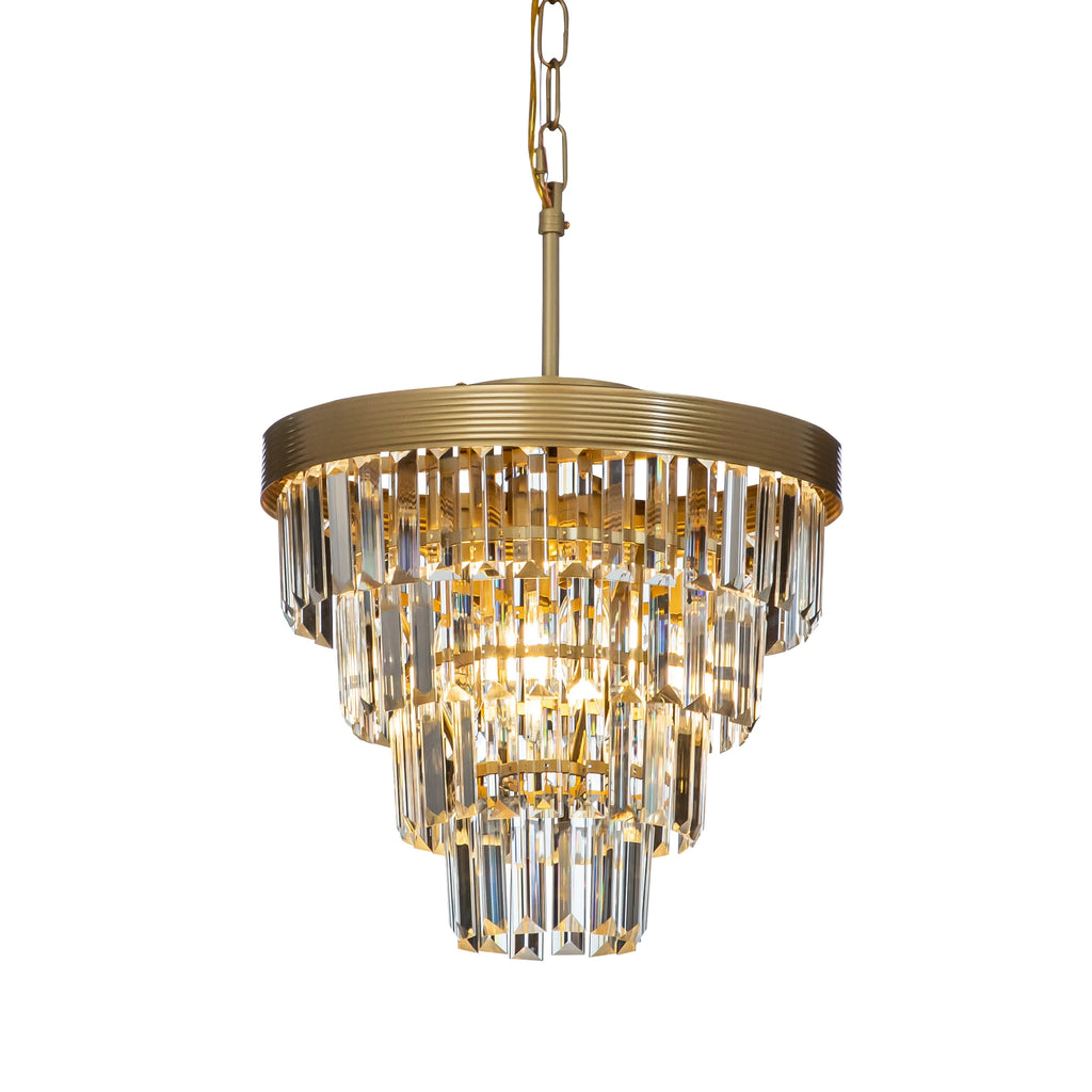 AloaDecor 3-Light 13" Cone Shape 4-Tier Crystal Chandelier Matt Black Painted 13 to 24 Inches Painted