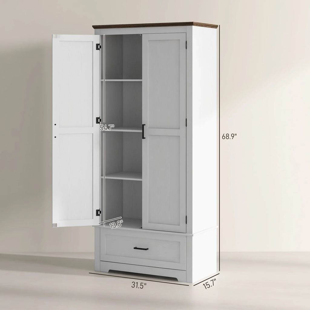 HOMCOM 69" Tall Kitchen Storage Cabinet with Adjustable Shelves, Black