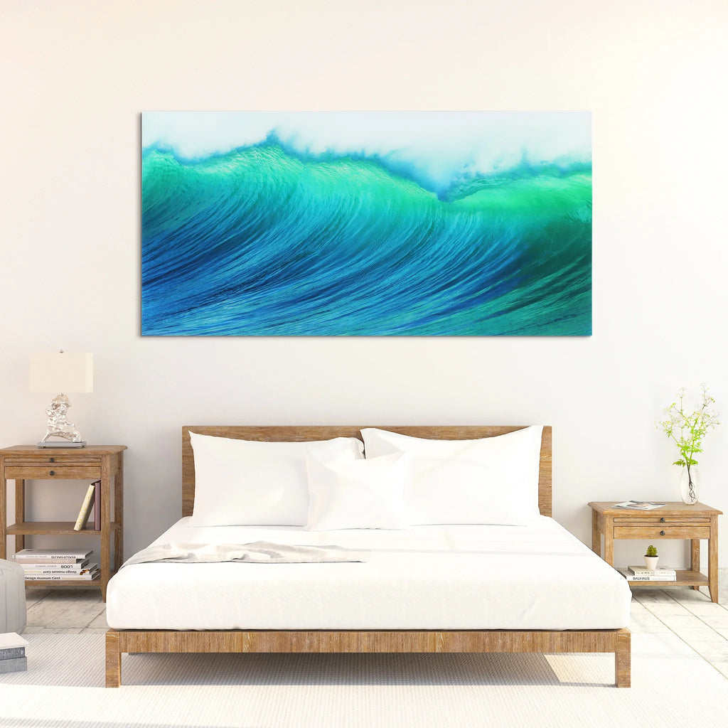 Empire Art Direct Blue Splash Frameless Free Floating Tempered Glass Panel Graphic Wall Art, 72" x 36", Ready to Hang