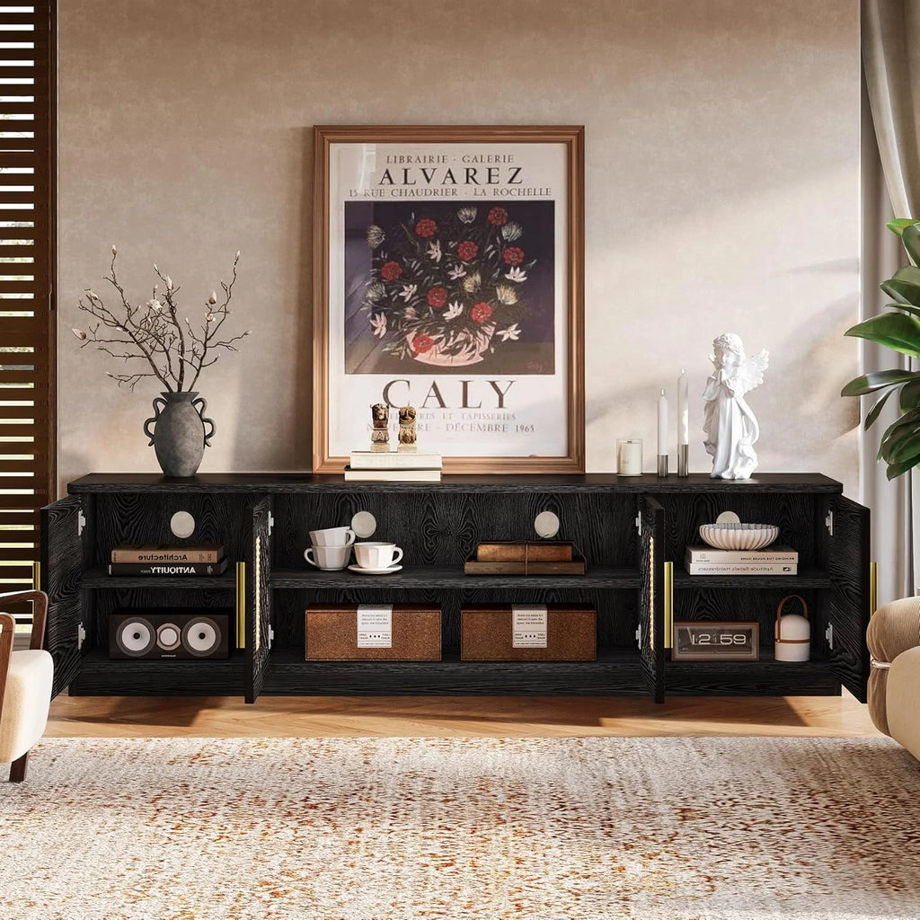 Tribesigns 70.9" TV Stand for Living Room, Mid Century Modern Entertainment Center with 6-Tier Storage Shelf
