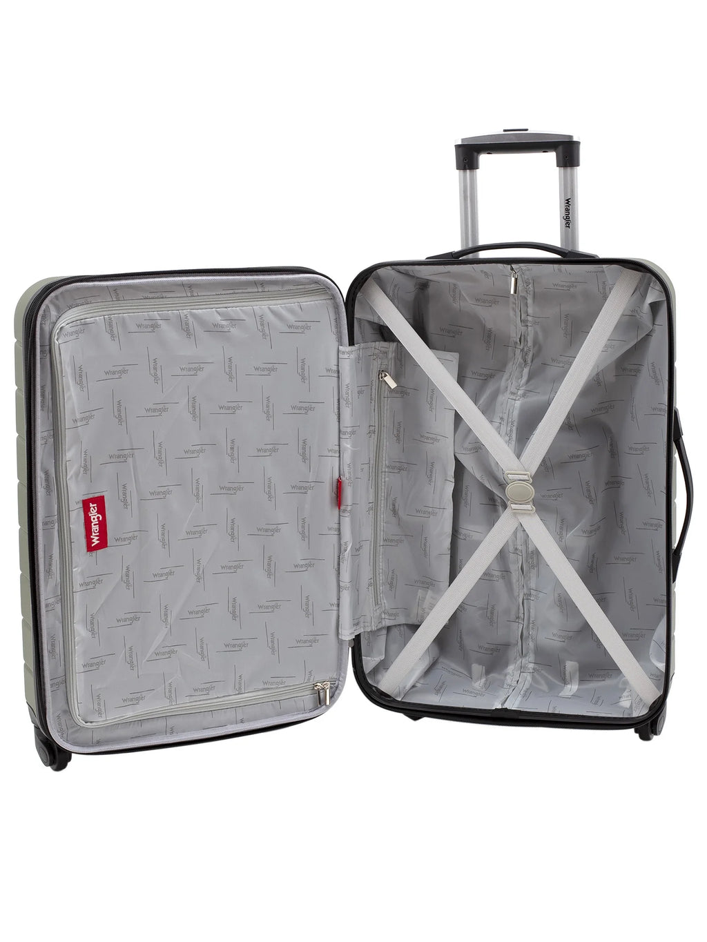 Wrangler 3 Piece Luggage Set with Cup Holder and USB Port, Olive Green