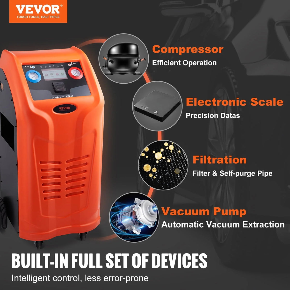 BENTISM Refrigerant Recovery Recharge Machine Fully Automatic for R134a & R1234yf