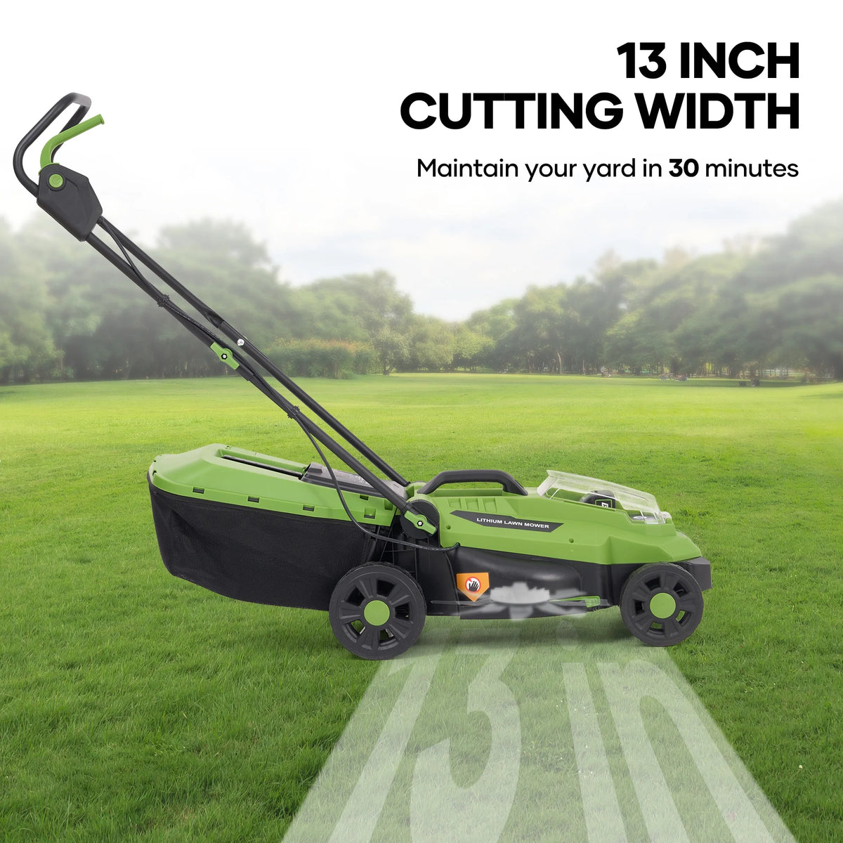 GASKY 20V 13" Cordless Lawn Mower, Electric Grass Cutter with Brushless Motor,4.0Ah Battery & Charger Included,5 Height Adjustment,Green