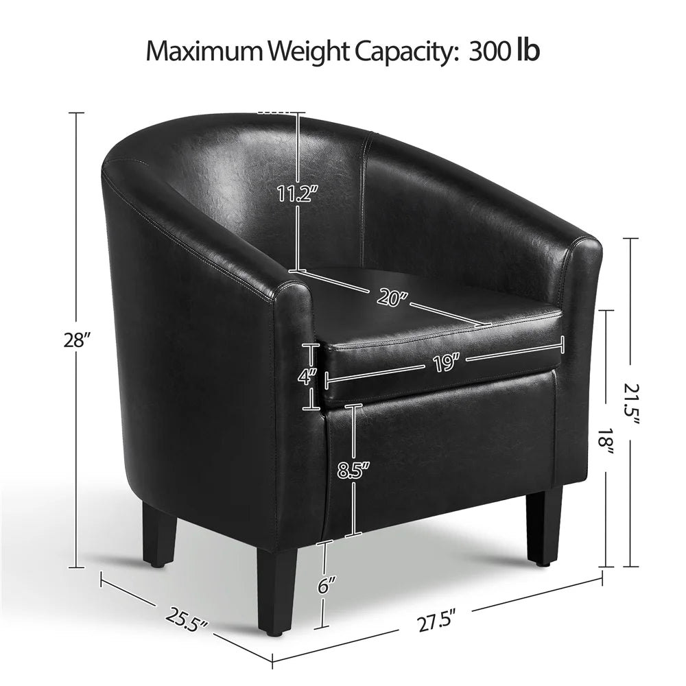 Yaheetech Faux Leather Accent Arm Chair For Living Room, Black