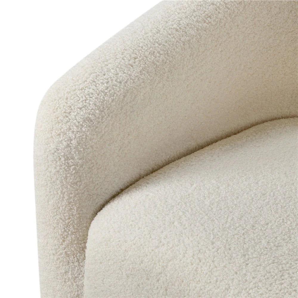 Topeakmart 2pcs Boucle Club Chair Accent Barrel Chair Upholstered Arm Chair, Ivory
