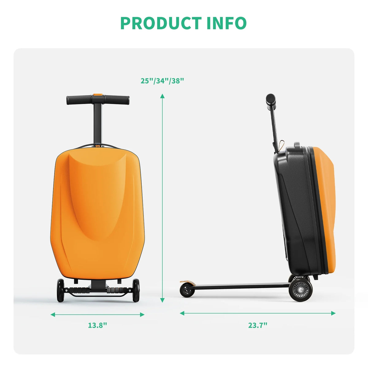 TABU Scooter Luggage for Kids & Adults, Carry on Luggage with Wheels for Kids Ages 6-15,Blue