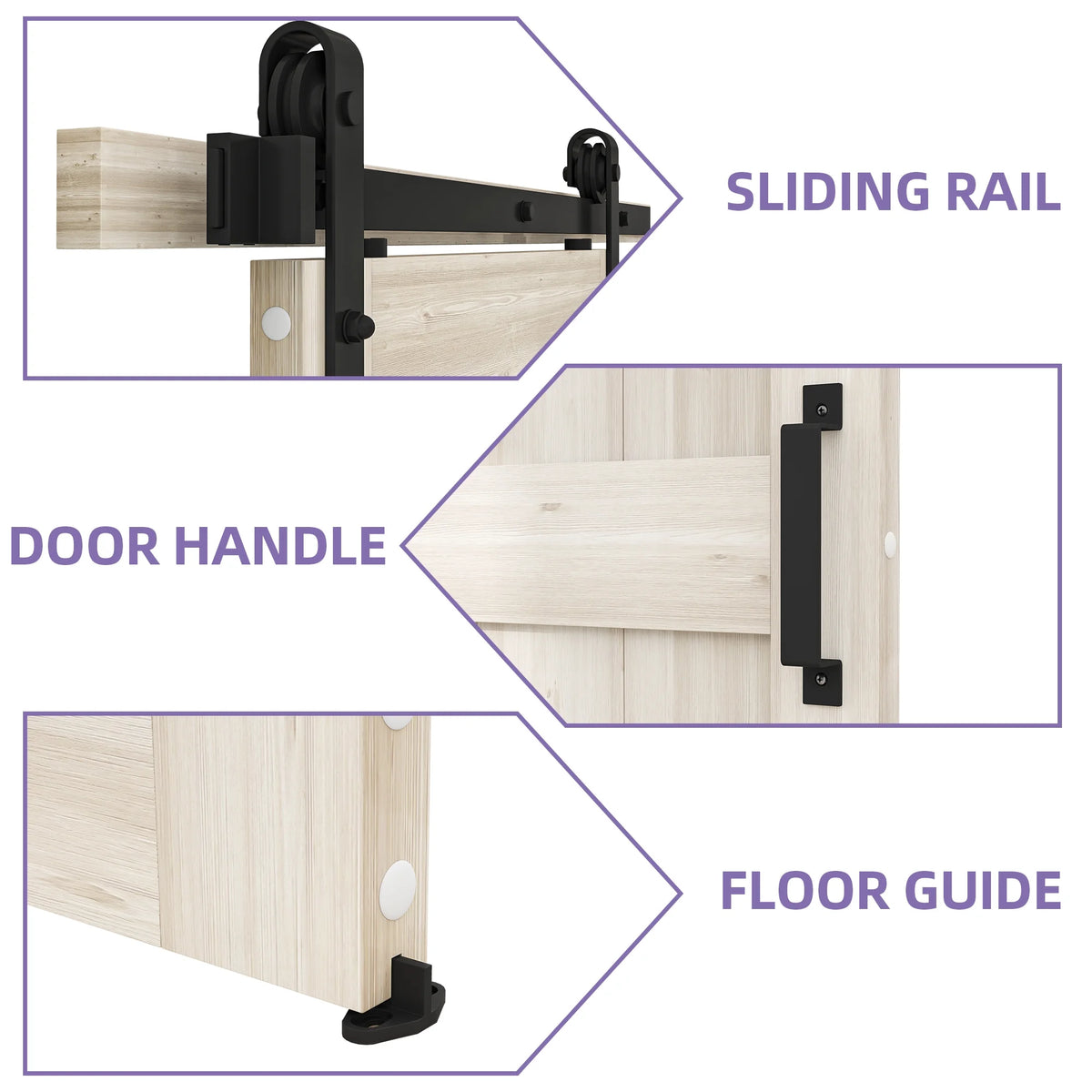Uforic 48" x 84" Silding Barn Door,with Hardware Kit Rail,and Handle,Pulleys, Gray