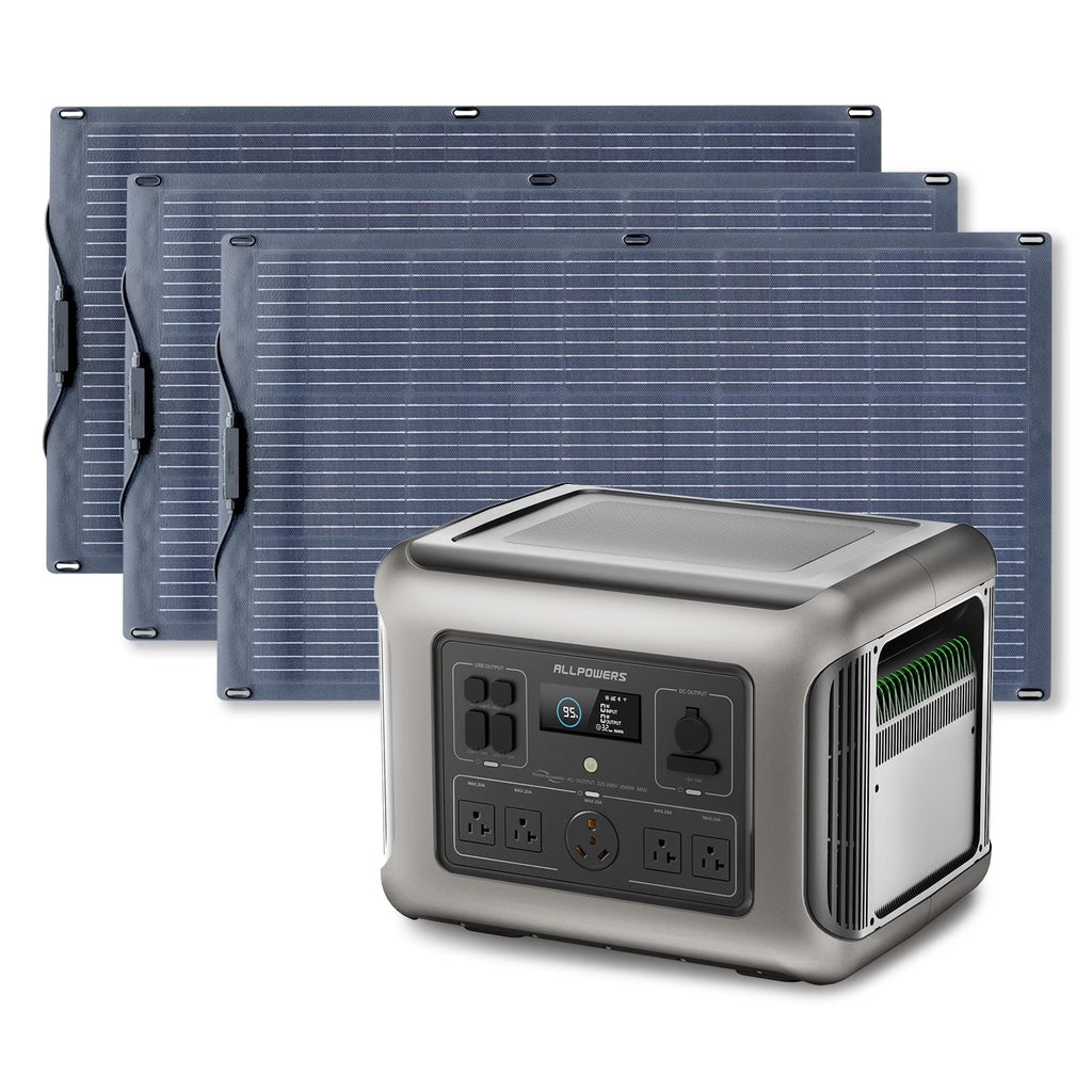 ALLPOWERS R2500 2016Wh Portable Solar Generator Kit with 100W Monocrystalline Flexible Solar Panel