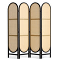 KFFKFF Quadruple Panel Space Separator, Artisan-Crafted Rattan Foldable Privacy Barriers with Connectors, Movable Space Partitions, Timber Independent Room Splitter for Sleeping Quarters, Cocoa