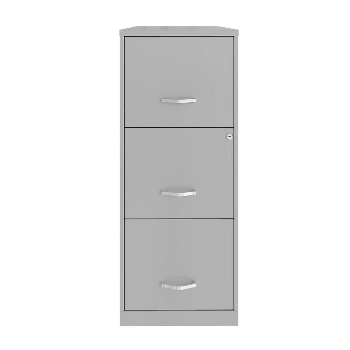 Space Solutions 3 Drawer Modern Metal Vertical File Cabinet with Lock in Silver
