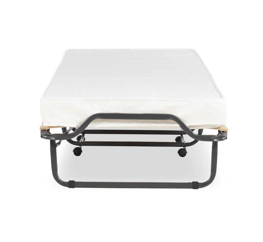 Linon Luxor Folding Rollaway Guest Bed with 4" Foam Mattress with Memory Foam Layer, Single-Size