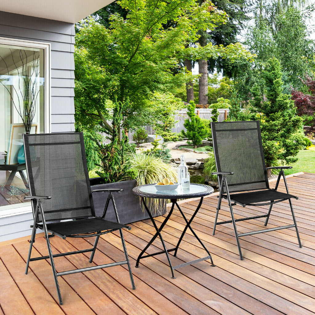 Gymax 4PCS Folding Chair Patio Garden Outdoor w/ Steel Frame Adjustable Backrest