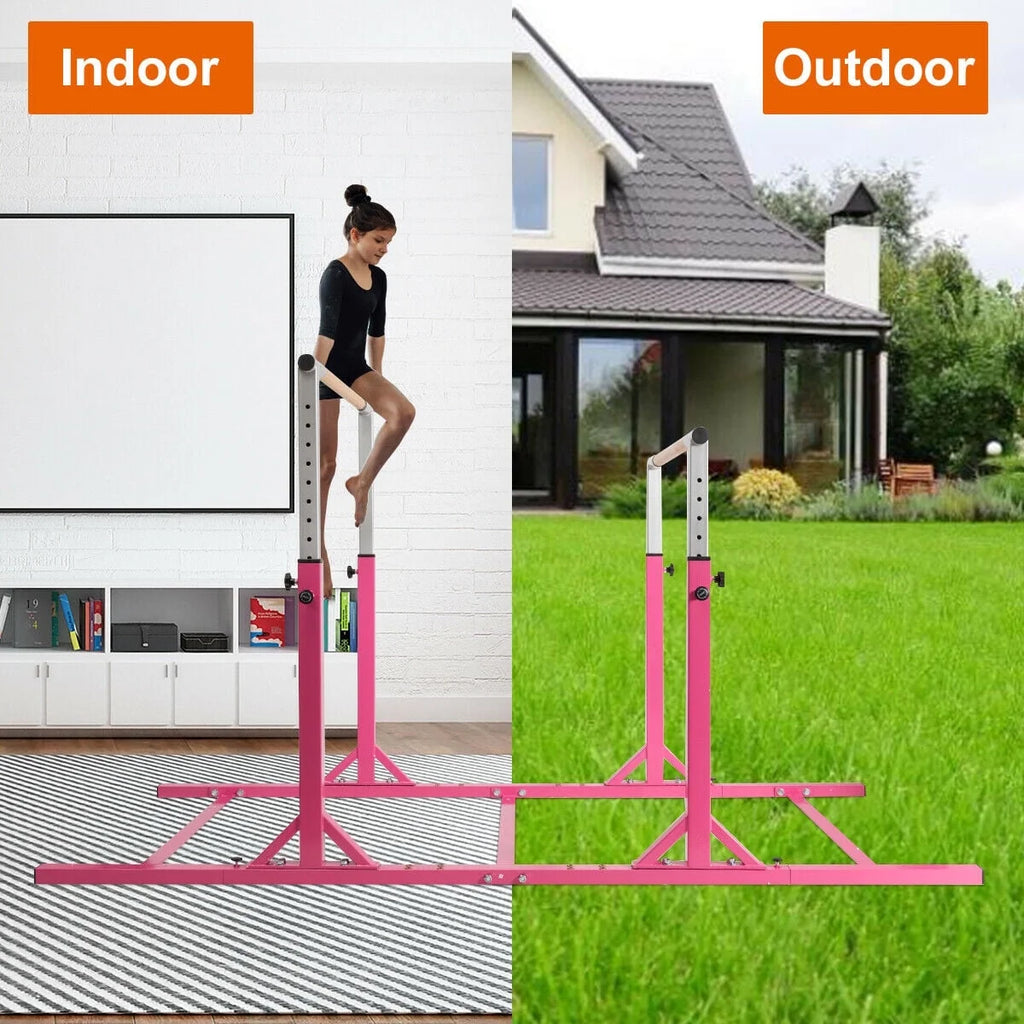 Costway Kids Gymnastics Parallel Bars Double Horizontal Bars Adjustable Width Height