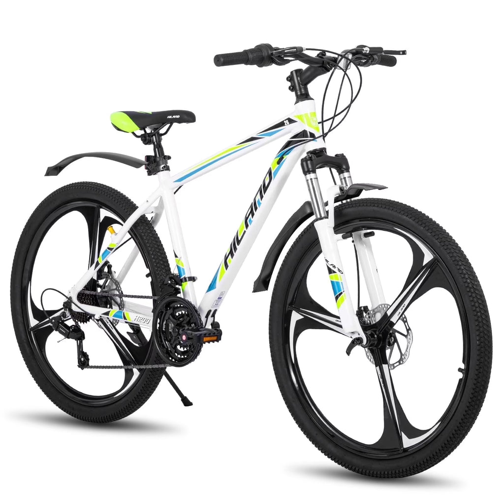 Hiland Mountain Bike, Multi-Spokes,Shimano 21 Speeds Drivetrain,Aluminum Frame 26 inch Wheels, Men's MTB Bicycle, White
