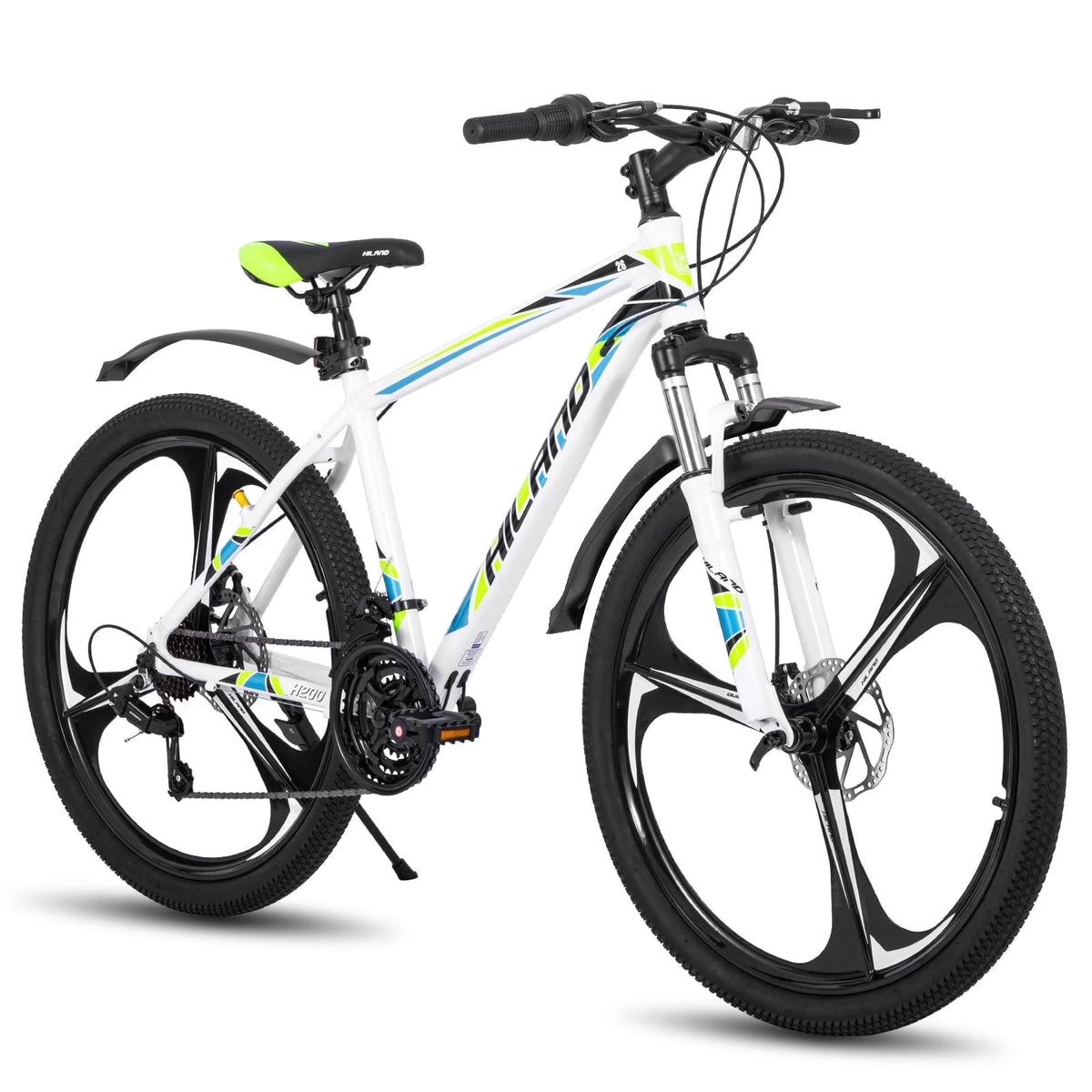 Hiland Mountain Bike, Multi-Spokes,Shimano 21 Speeds Drivetrain,Aluminum Frame 26 inch Wheels, Men's MTB Bicycle, White