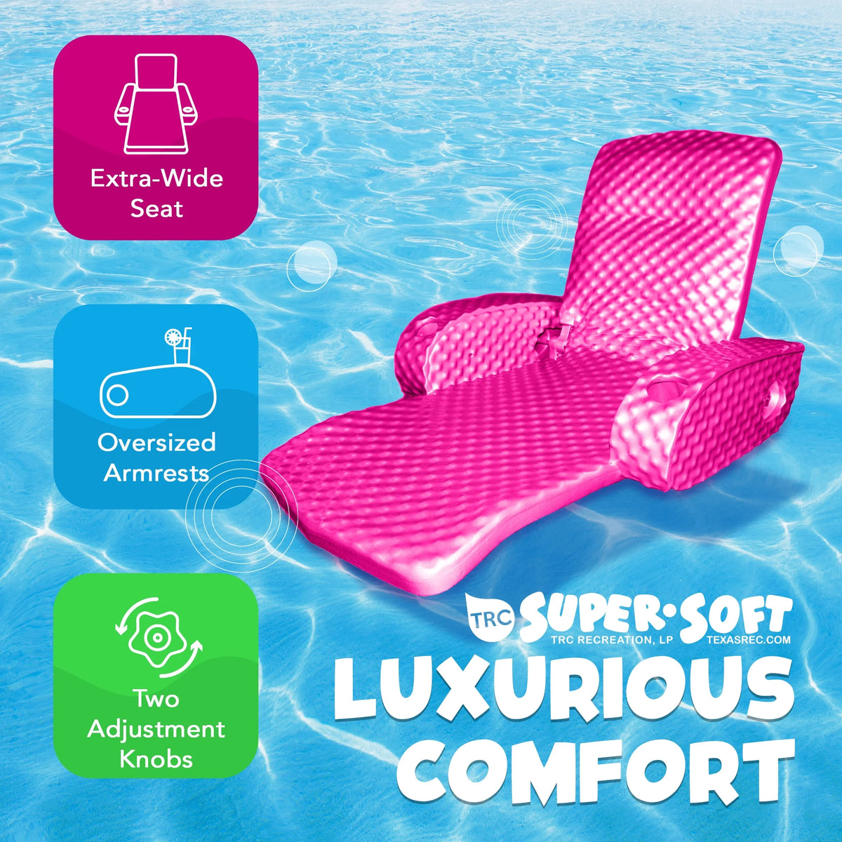 TRC Recreation Super Soft Adjustable Pool Recliner Float, Marina Blue