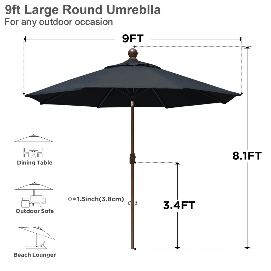 EliteShade 9Ft Market Umbrella Patio Outdoor Table Umbrella��Teal��