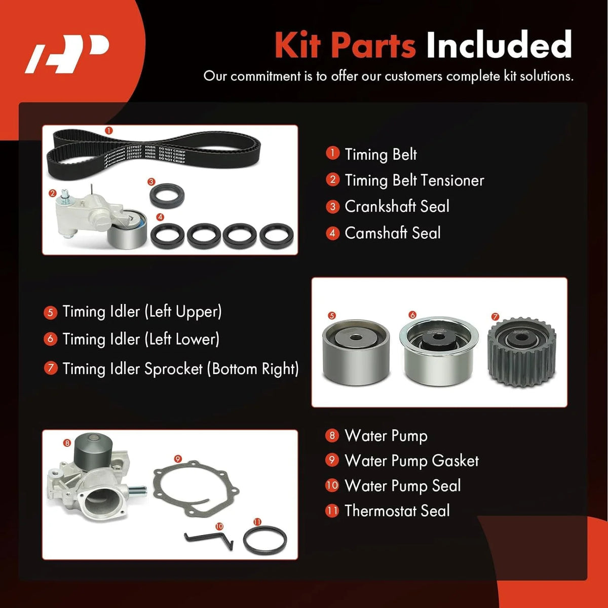 A-Premium 13PCS Engine Timing Belt Kit + Water Pump W/Tensioner Compatible with Subaru Outback 2000-2005, Forester Impreza 1999-2005 & Saab 9-2X 92X 2005-2006 - 2.2L 2.5L, Replace# 2928273H10