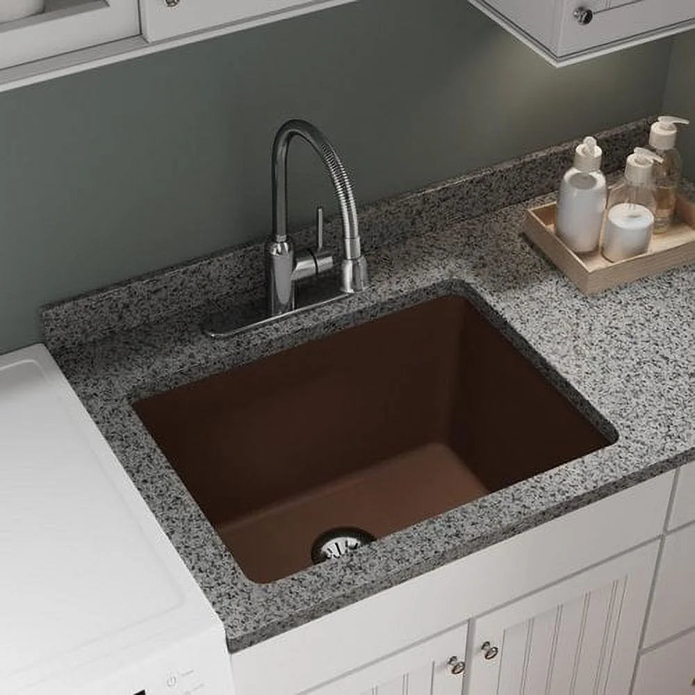 Elkay Quartz Classic 25" x 18-1/2" x 11-13/16", Undermount Laundry Sink with Perfect Drain, White