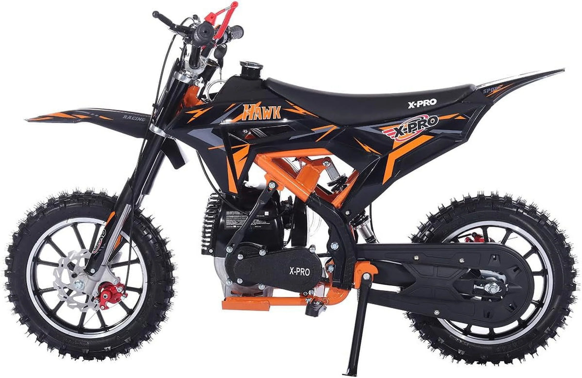 X-Pro Brand New Upgraded Hawk 40cc Gas Powered 4 Stroke Mini Pit Dirt Bike with Pull Start for kids 10" Wheels