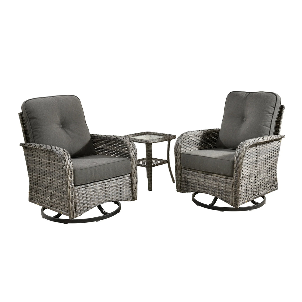 Ovios 5 Pieces Outdoor Patio Furniture Set High Back All Weather Wicker Conversation Set with Swivel Chairs & Coffee Table, Dark Gray