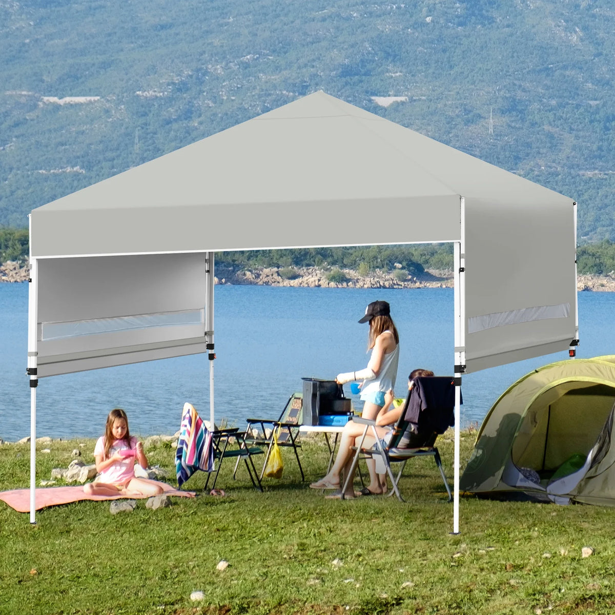 Patiojoy 10x17ft Pop up Canopy  3 Height Adjustment Folding Tent with Roller Bag White