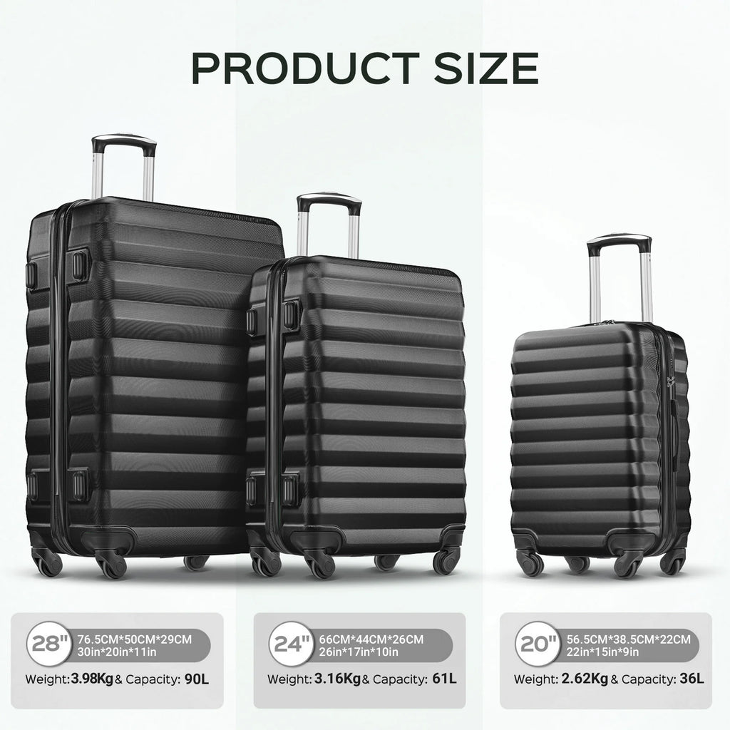 3 Piece Luggage Sets with 6 PC Organize Bags Lightweight Suitcases with Spinner Wheels, Pink