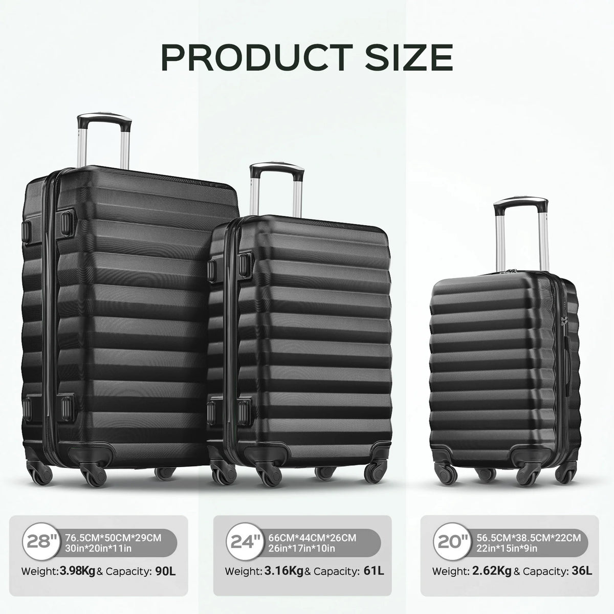3 Piece Luggage Sets with 6 PC Organize Bags Lightweight Suitcases with Spinner Wheels, Pink