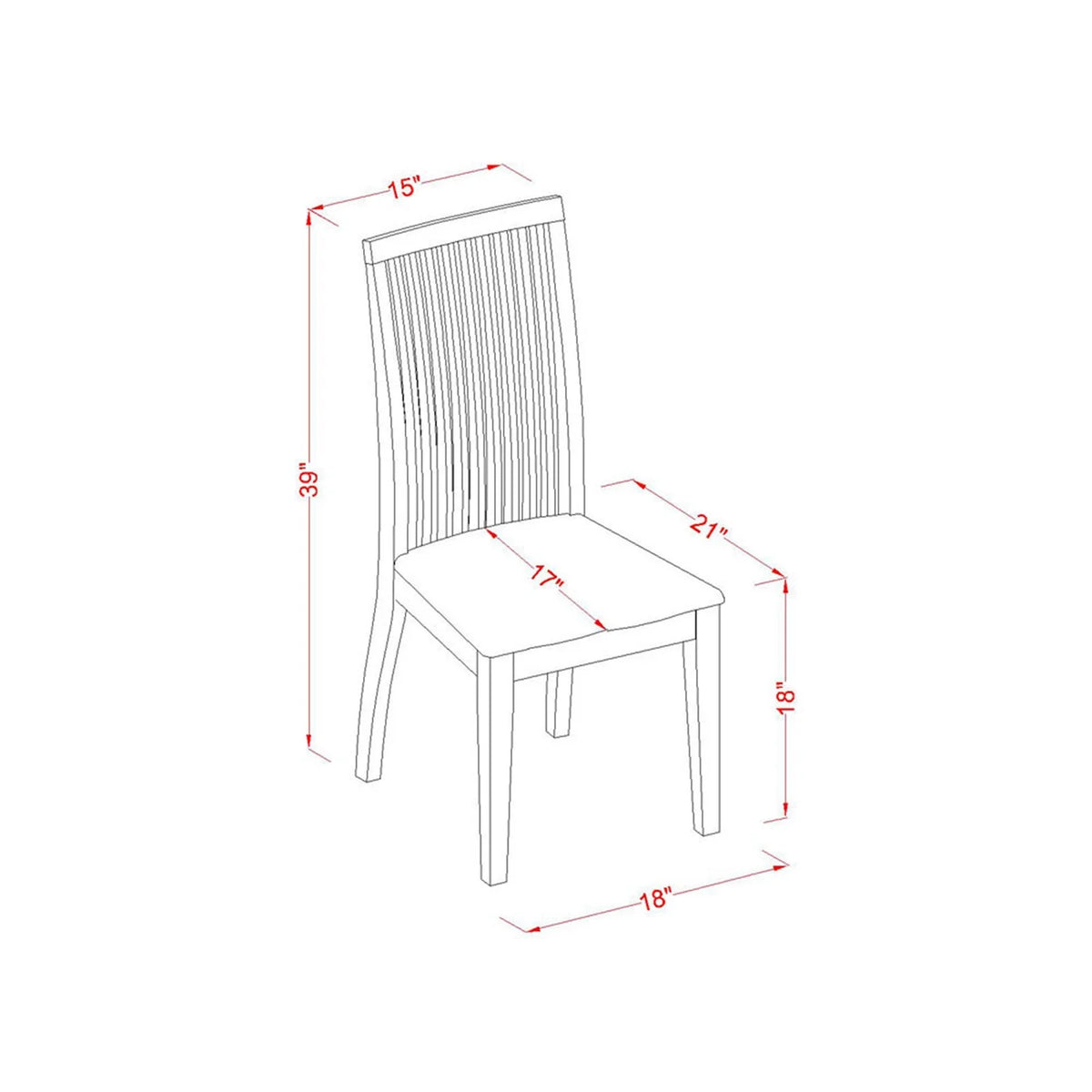 East West Furniture Norfolk 3-piece Wood Table and Dining Chair Set in Mahogany