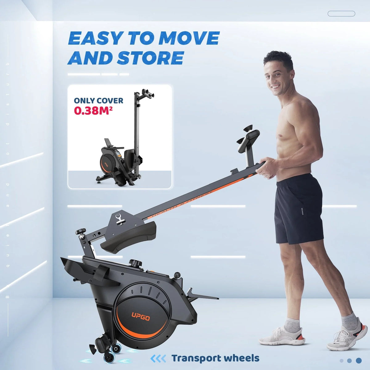 UPGO Magnetic Rowing Machine 350lbs Weight Capacity and 8 Level Resistance, Foldable Rower for Home with LCD Monitor