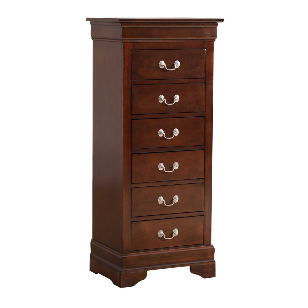Glory Furniture Louis Phillipe 7 Drawer Lingerie Chest in Cherry