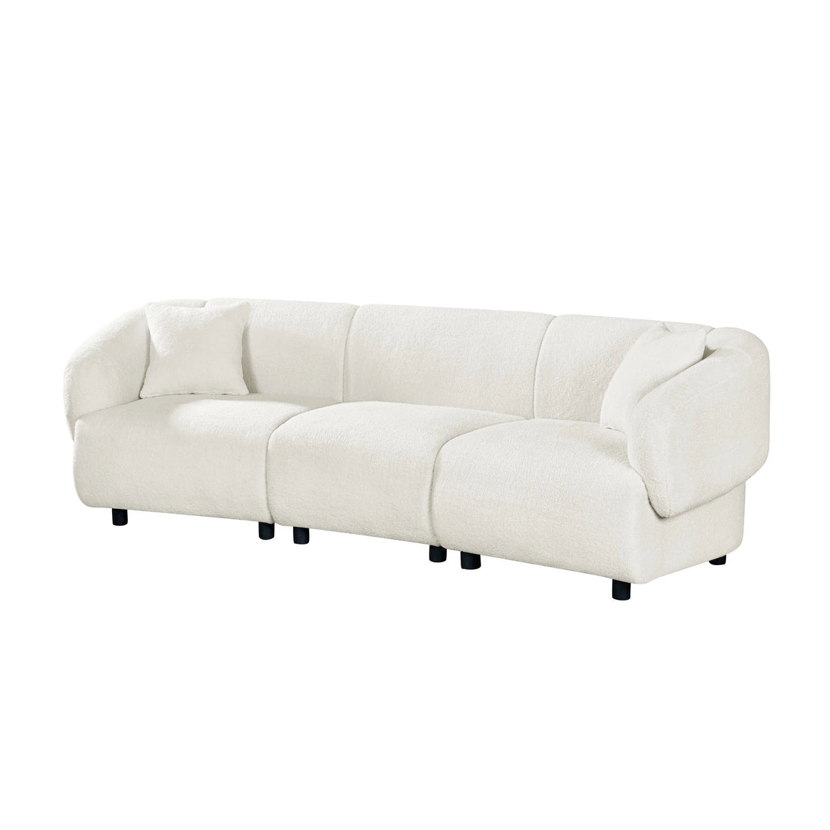 Christopher Knight Home 98.5" Curved Contemporary 3-Seat Sofa with Upholstered Plush Seating, Beige