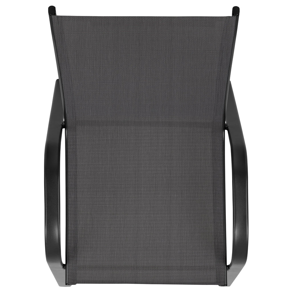 Emma + Oliver 4 Pack Gray Outdoor Stack Chair with Flex Comfort Material - Patio Stack Chair
