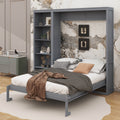 YunNianYang Queen Size Gray Murphy Bed Wall Bed with Shelves