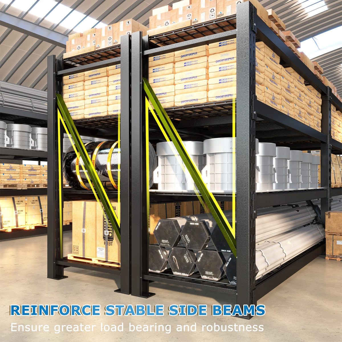 REIBII 11000LBS Heavy Duty Industrial Shelving Unit for Garage Storage,Shop,Warehouse,Basement,Commercial,60"W x 24"D x 72"H
