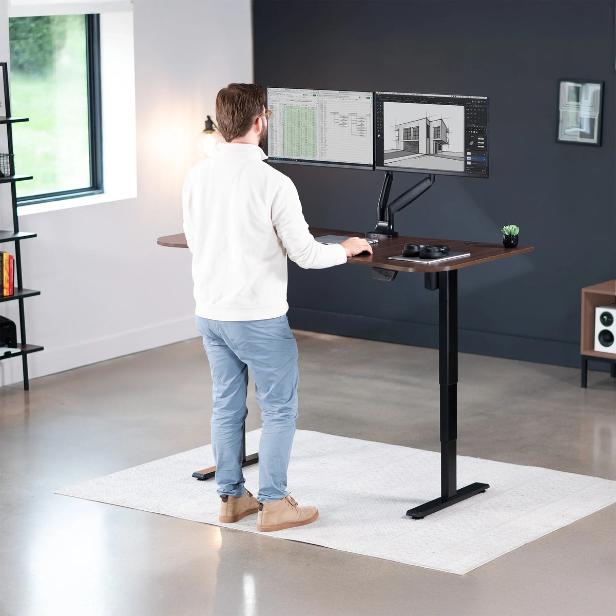 VIVO Reclaimed Wood / Black 63�?x 32�?Electric Height Adjustable Stand Up Desk